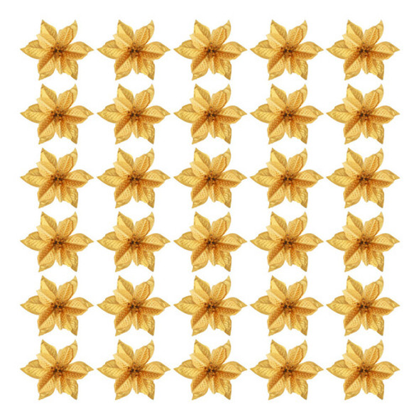 Adornos Para El Rbol De Navidad Con Purpurina, Flores De Pas 0