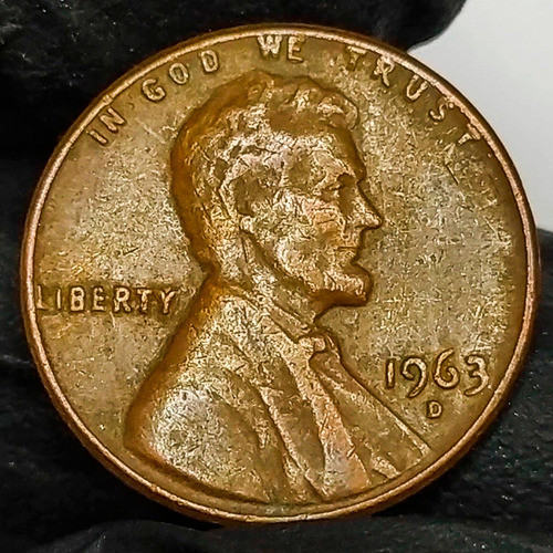Estados Unidos 1 Centavo 1963 Antigua Moneda Colección 0