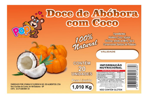 Kit 3 Potes Doce Abóbora Com Coco 20 Unidades Tradicional 1 Kit 3 Potes Doce Abóbora Com Coco 20 Unidades Tradicional 1
