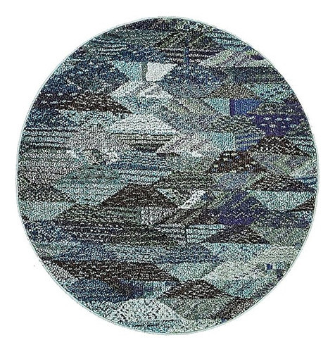 Telar Único Colección Sedona Alfombra Geométrica Redonda Azu 1