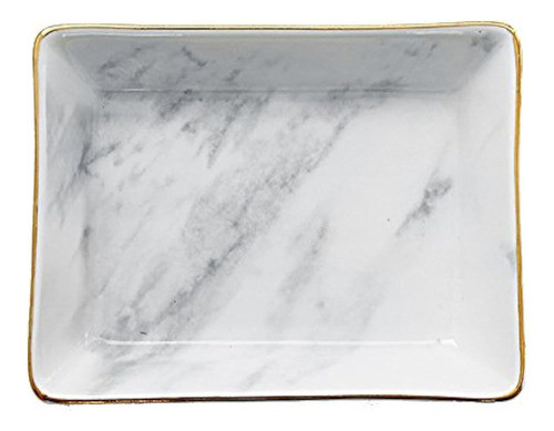 Socosy Anillo De Cerámica De Mármol Plato De La Joyería Del 0