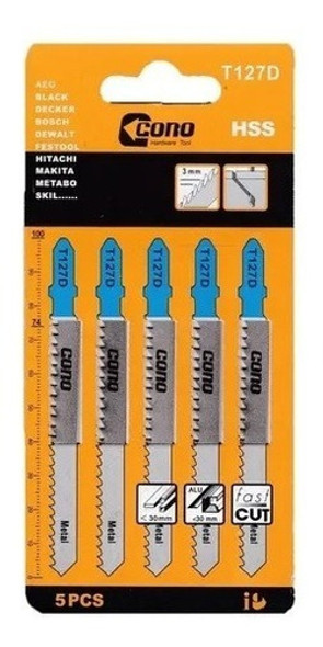 5 Hojas Para Sierra Caladora 5pz Metal T127d  10cm 0 5 Hojas Para Sierra Caladora 5pz Metal T127d  10cm 0