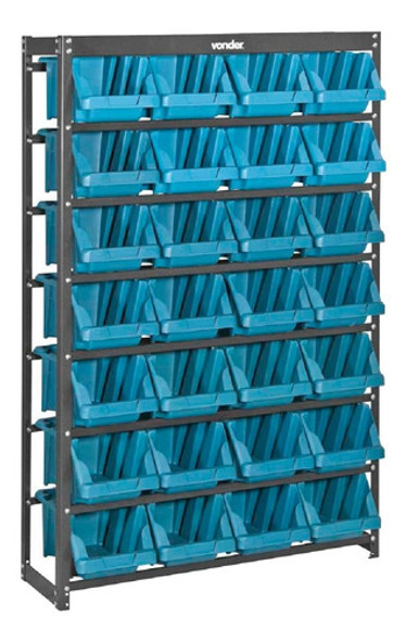 Estante Metálica 28/7 Prático Com Gaveteiros Azul Vonder 0