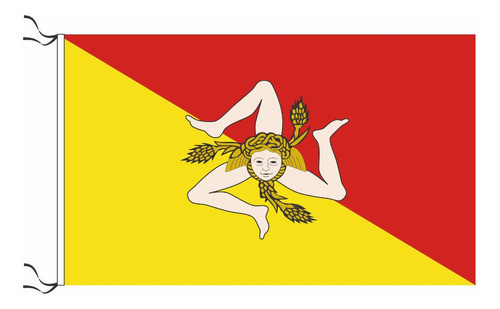 Bandera De Sicilia 2.5 X 1.45 M Oficial, Refuerzo Y Sogas 0