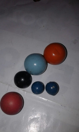 Antiguo Juego Esfera Madera Pintadas Bolita Juegos Miniatura 0