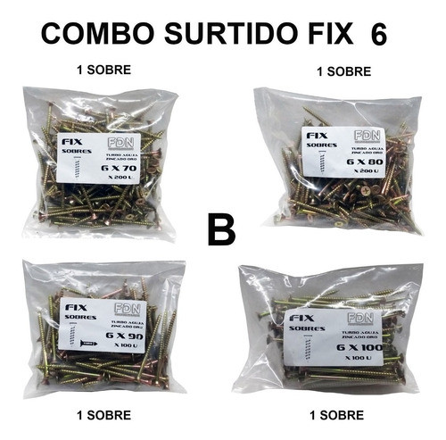 Tornillo Combo Fix 6 B -  1x70 + 1x80 + 1x90 + 1x100- Fdn 1