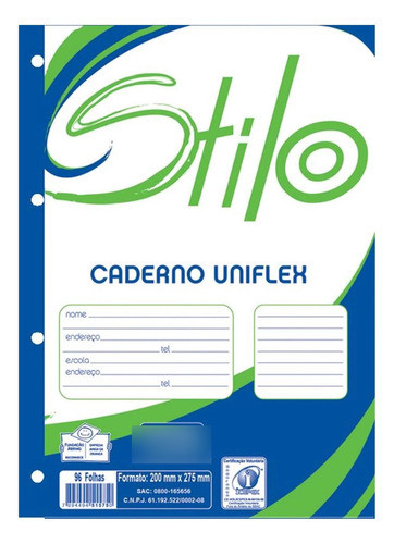 Kit 4 Blocos Fichário A4 4 Furos Universitário 96 Fls Branca 0