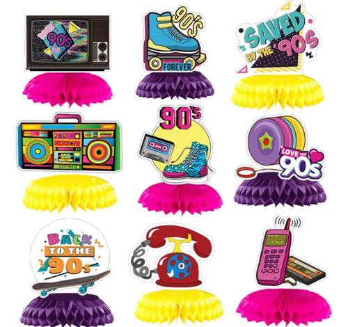 9 Peças De Decoração De Mesa Retrô Dos Anos 90 0