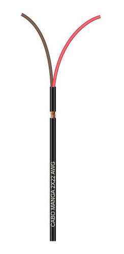 Cabo Manga 2x22 Awg - Com Blindagem Preto 1 Mt 0