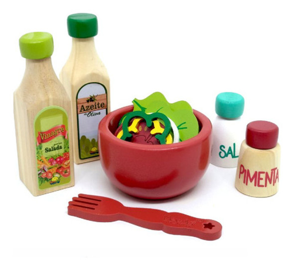 Brinquedo Madeira Educativo Montessori Comidinhas Kit Salada 0 Brinquedo Madeira Educativo Montessori Comidinhas Kit Salada 0