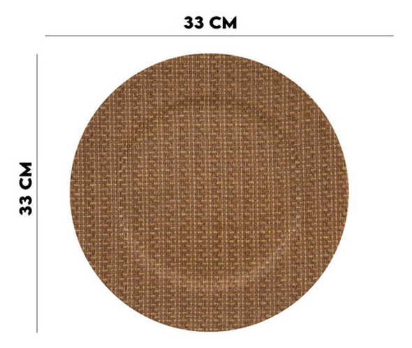 Jogo 6 Sousplat Mescla Marrom Plástico Bon Gourmet 33cm 1