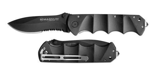 Navaja Táctica Boker Magnum Ry247 Lanza Negra Dentada Vidrio 0