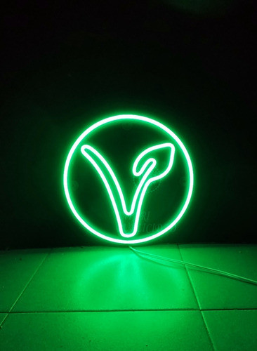 Cartel Neón Led Logo Vegano - Luminoso 1