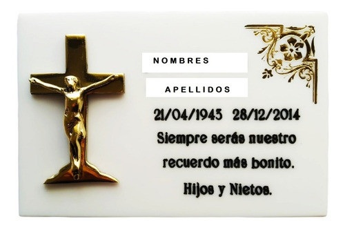Placa De Acrílico N°4 Y Cristo De Bronce-artículo Funerario 0