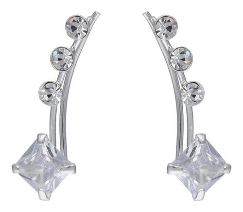 Caravanas Trepadoras En Plata 925 Y Zirconias .inspira Joyas 0