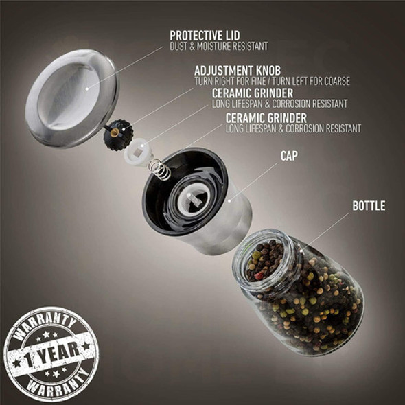 Molino De Pimienta Y Sal Ajustable De Acero Inoxidable, 135x 1