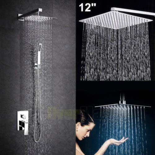Nuevo Baño Rociador Superior 12'' Cuadrados De Acero Inoxida 0