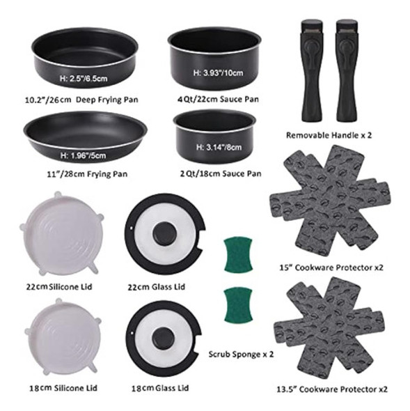 Xeeyaya Juegos De Utensilios De Cocina Con Mango Extraíble D 1 Xeeyaya Juegos De Utensilios De Cocina Con Mango Extraíble D 1