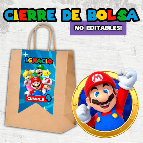 Etiqueta Cierra Bolsita Imprimible Mario Bros 0