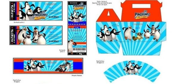 Kit Imprimible Pinguinos De Madagascar Fiesta 3x1 1