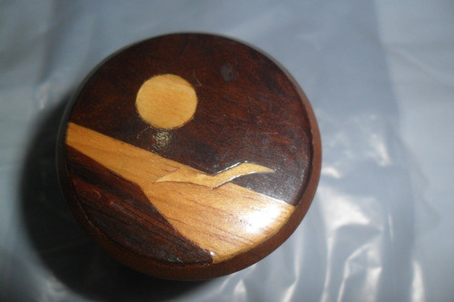 Cajita Madera Pastillero Alhajero Cofre Ave Paisaje 0
