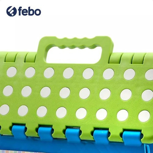 Banquito Multiuso Plegable Color Azul Con Verde 1
