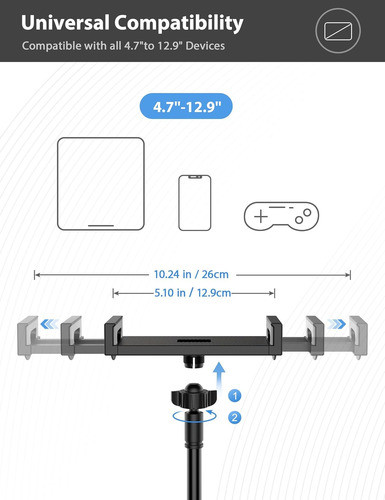 Soporte Tablet Smartphone Ajustable De Mesa Negro Flexible 1