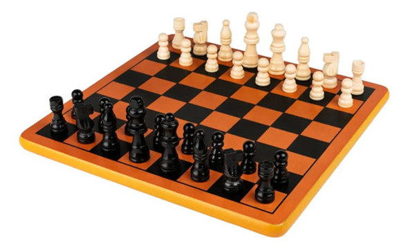 Juego De Mesa Ajedrez Clásico Madera Maciza Black & Gold 0