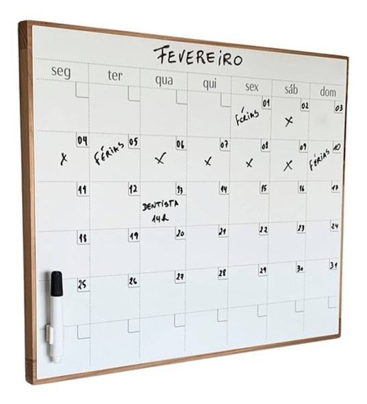 Painel Planner Calendário Mês Magnético 40x50cm + Caneta 1