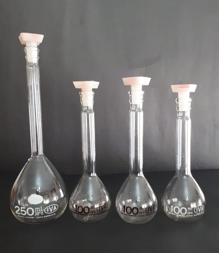 Pack X 4 Matraces Vidrio Marca Iva. De 250 Y 100ml Con Tapa. 0