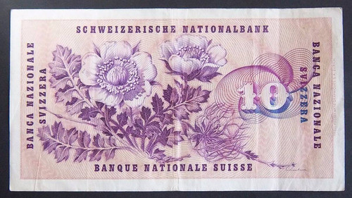 Suiza Billete 10 Francos 1963 Exc Pick 45h 1