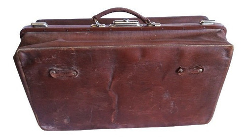 Antigua Valija Doble Ancho - Cuero C/ Manija Y Ganchos 0