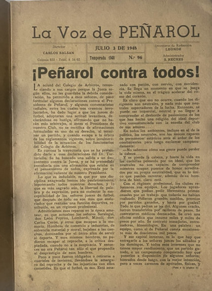 La Voz De Peñarol Nº 96 C Turturielio 1948 Fútbol Z4p1 1