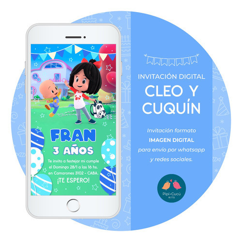 Invitación Digital Imagen - Cleo Y Cuquín (niño) 0