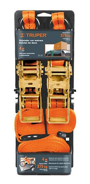 Cinta Con Matraca Truper Su1125r - 4m - 1125kg - 2 Cintas 0