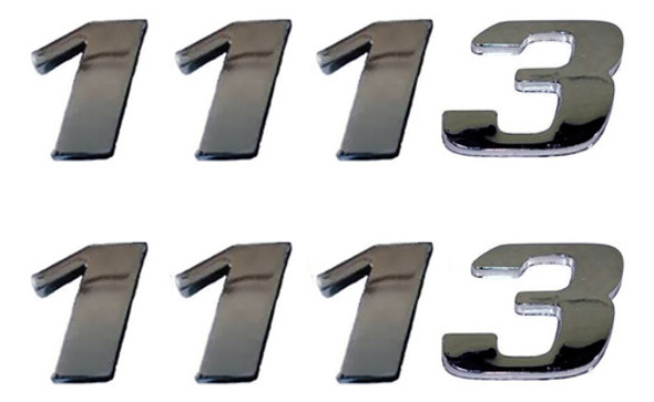 2 Emblema Adesivo Número 1113 Cromado Caminhão Mercedes Be 0