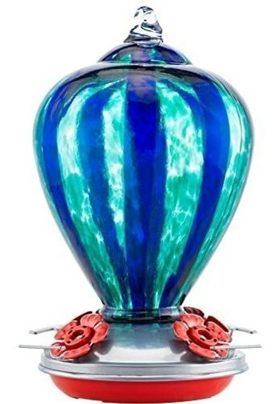 Bebedero Colibri Laelvish Vidrio Soplado A Mano Verde Azul 0 Bebedero Colibri Laelvish Vidrio Soplado A Mano Verde Azul 0
