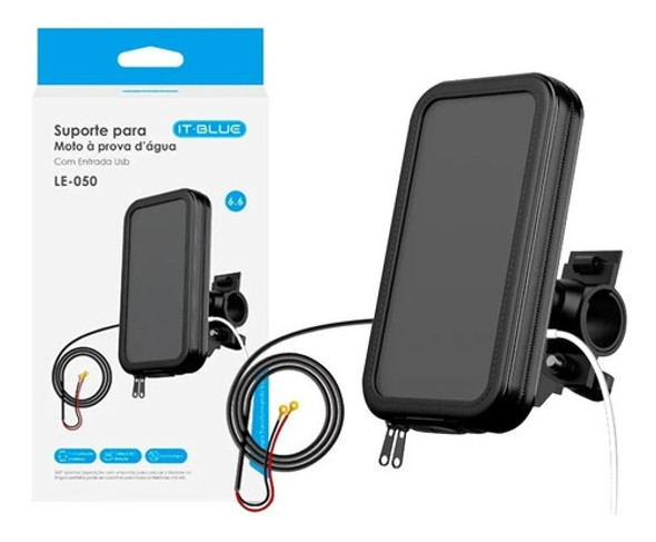 Suporte De Celular P/ Moto Entrada Usb Prova D'água It Blue 0