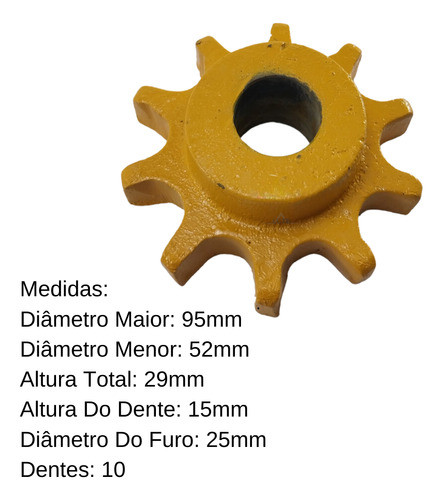 Pinhão 10 Dentes Da Engrenagem Esticador Betoneira 600l Mgt 1