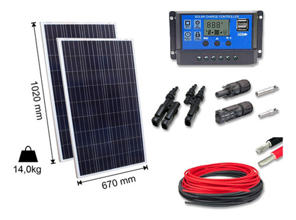 Kit 2xpainel Placa Energia Solar 100w Contro20a Cabo E Mc4 1 Kit 2xpainel Placa Energia Solar 100w Contro20a Cabo E Mc4 1