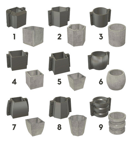 3 Moldes Maceta Cemento Yeso Nº6 +40 Mod A Elección 1