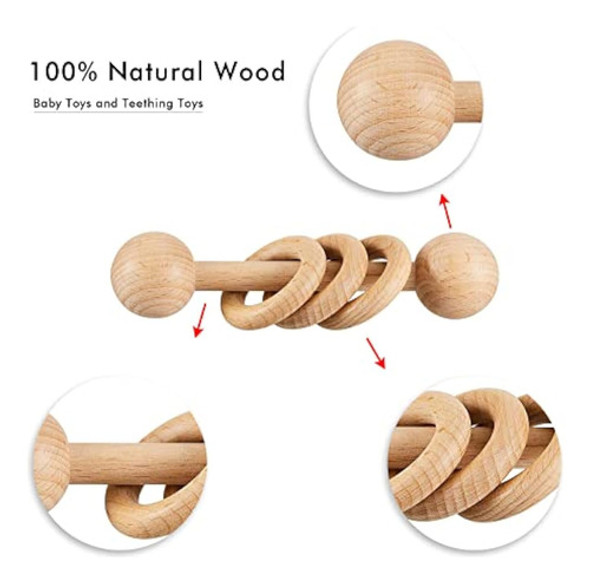 Sonajero De Madera Para Bebé, Juguete Montessori 1