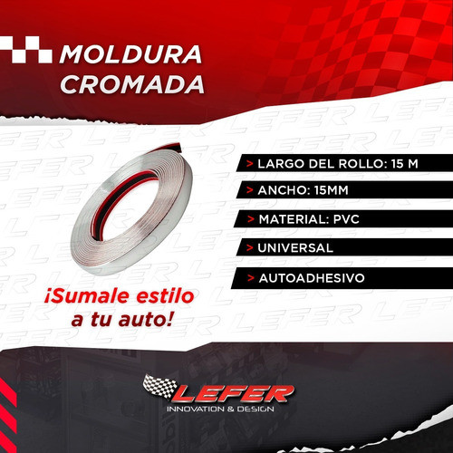 Moldura Para Autos Decorativa Cromada 15mm X15 Metros 1