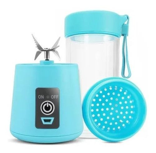 Mini Liquidificador Portatil Azul Recarregavel Usb 3 Laminas 1