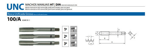 Macho Manual Hss 1/4'' Unc Rosca Grossa 100a Osg - 3º Macho 1