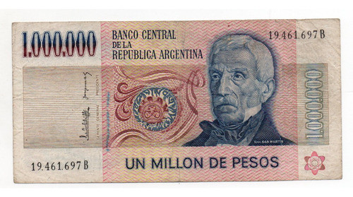 Argentina Billete 1000000 Pesos Ley 1 Millon Bottero 2519 B 0