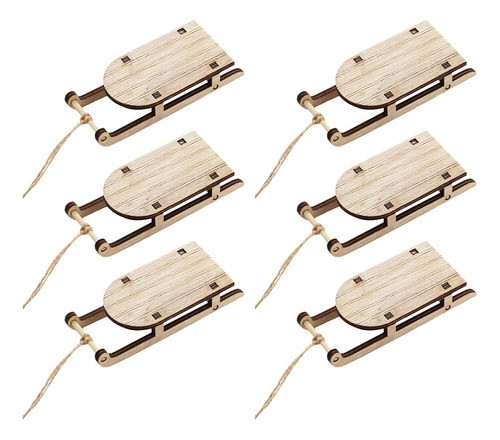 Cabilock 6 Piezas De Trineo De Madera En Miniatura Modelo Mi 0