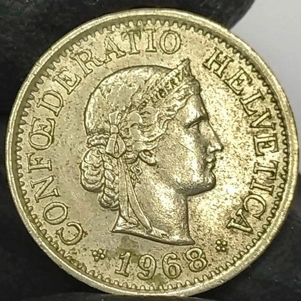 Suiza 10 Rappen 1968 Antigua Moneda Colección 0