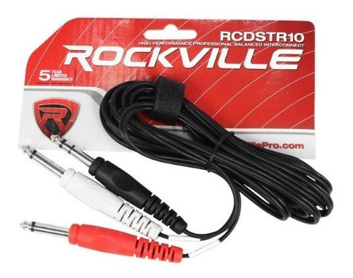 Nuevo Rockville Rcdstr10b 10 .1/4  Trs Para Dual 1/4  Ts Y-c 1