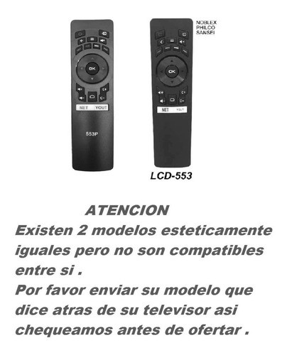 Control Remoto Smart Tv Led Lcd Noblex Philco Sansei Lcd553 1